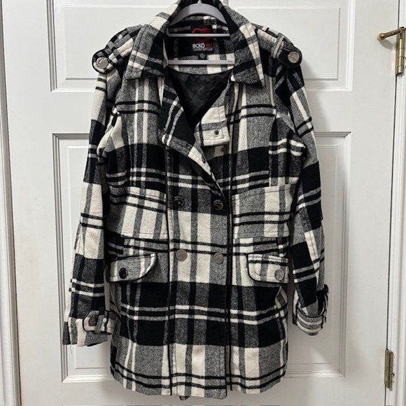Ecko Red Jackets & Blazers - Ecko Red Womens Plaid Wool Blend Double Breasted Coat Jacket XL